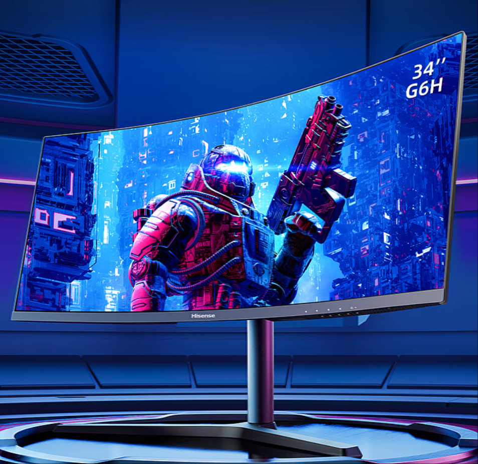 海信34英寸電競WQHD曲面帶魚屏165HzHDR400高色域21:9旋轉升降游戲辦公電腦顯示器顯示屏34G6H